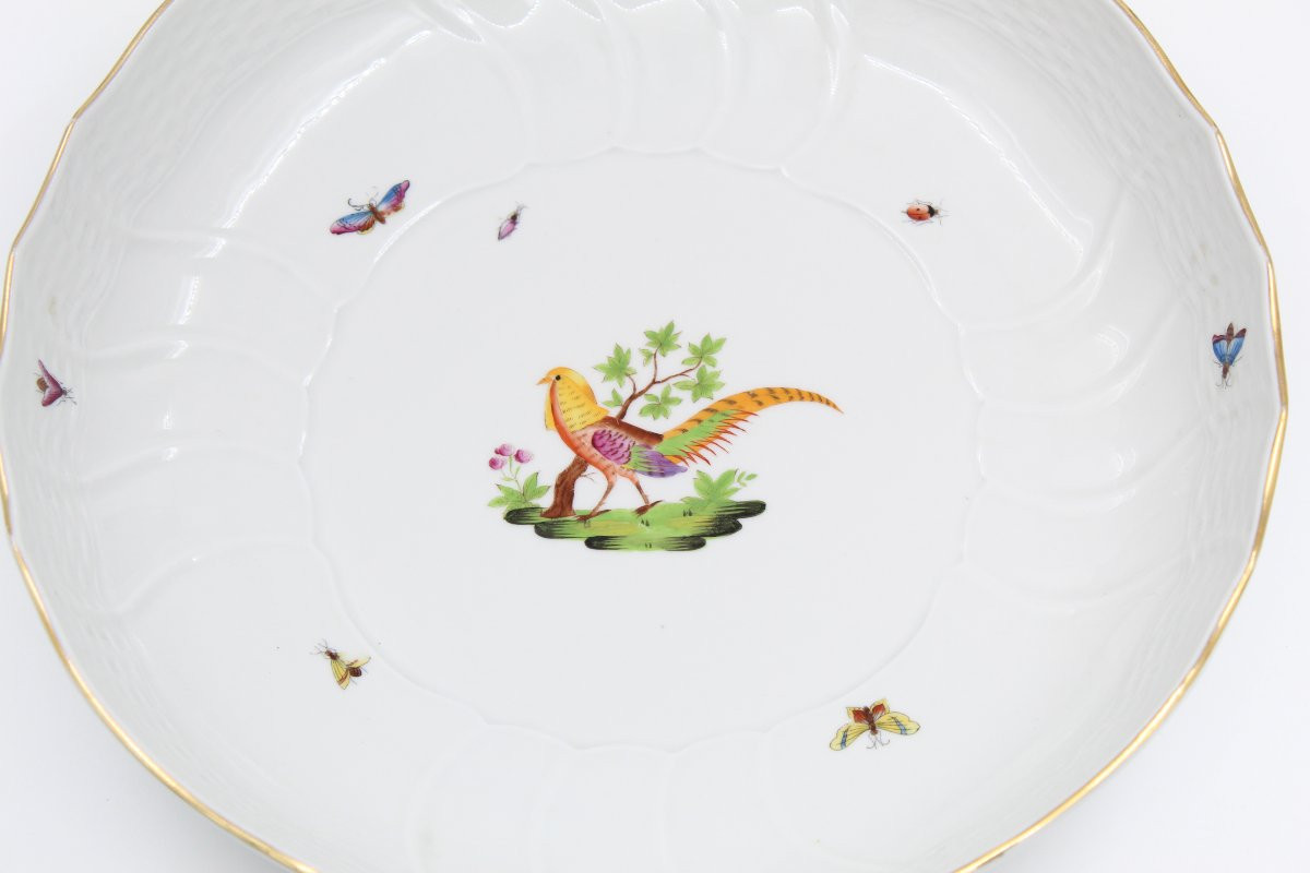 Herend Rothschild Porcelain Deep Dish With Bird Decoration-photo-2