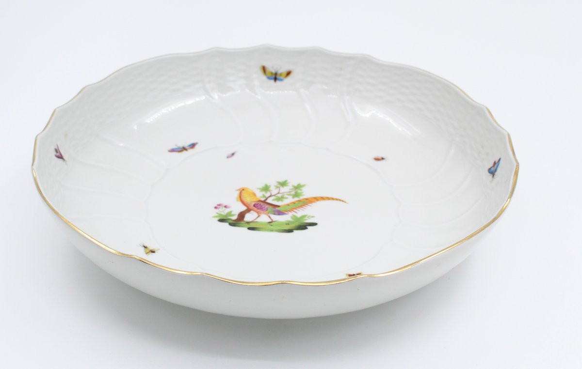 Herend Rothschild Porcelain Deep Dish With Bird Decoration-photo-3