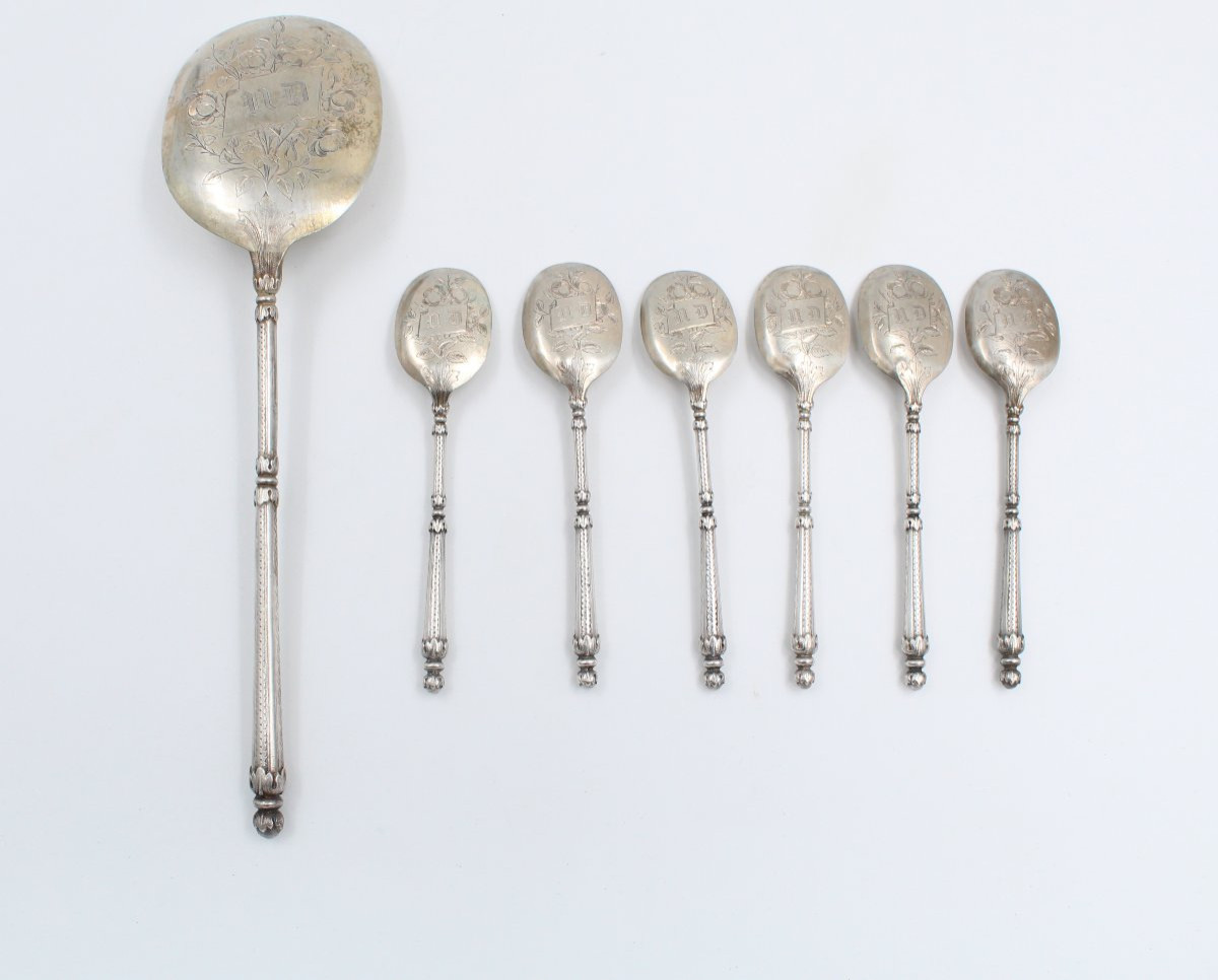 19th Century Minerva Solid Silver Bird Ice Cream Set Russian Machine-photo-1