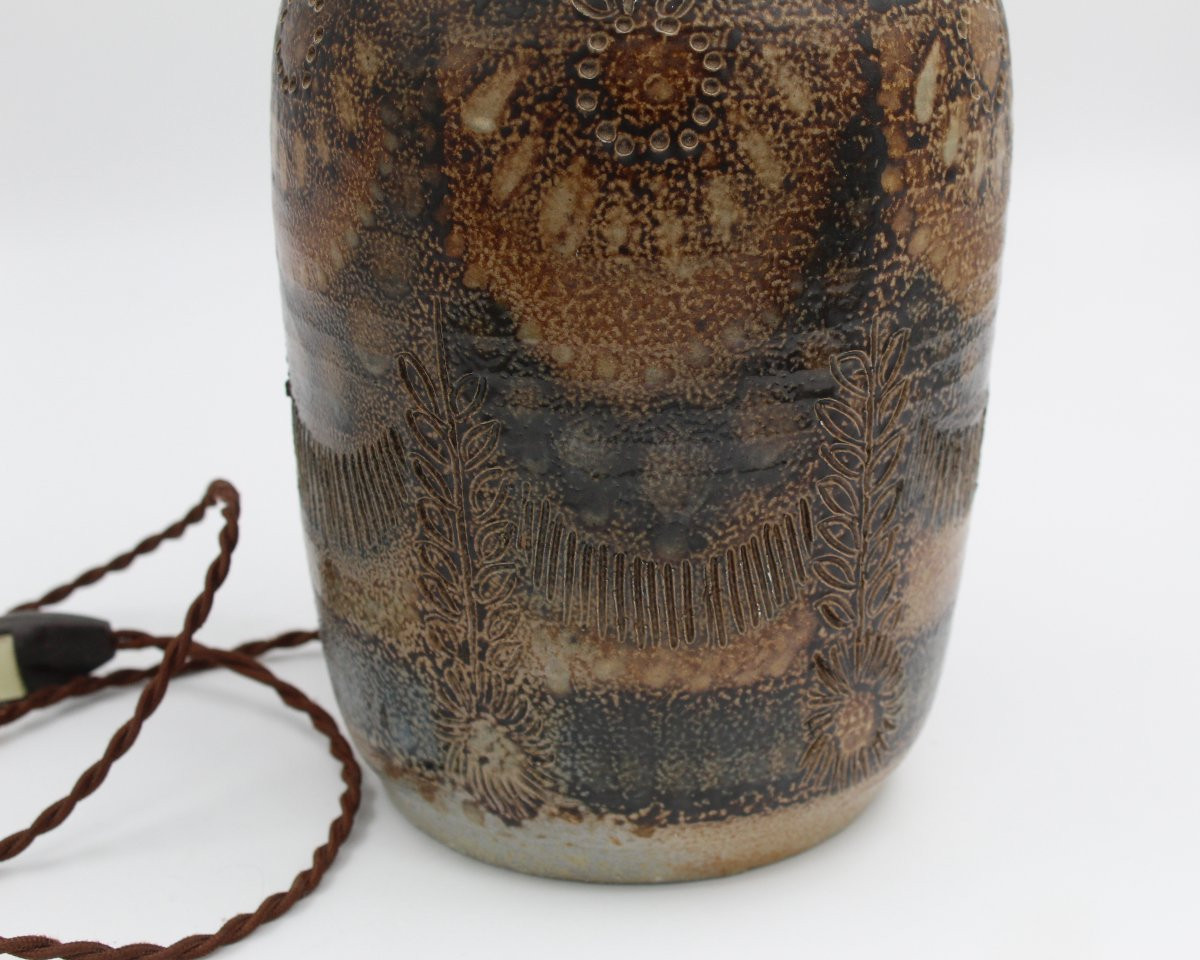 Ceramic Lamp Base Signed Jc Courjault Keraluc In Quimper Circa 1970-photo-2