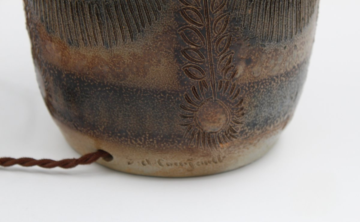 Ceramic Lamp Base Signed Jc Courjault Keraluc In Quimper Circa 1970-photo-3