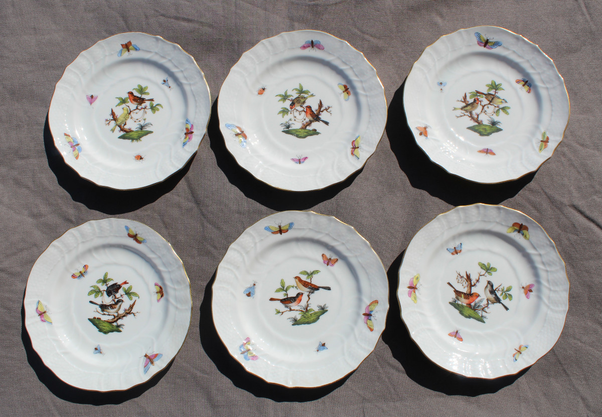 Herend Rothschild 6 Porcelain Bowls 15.5 Cm