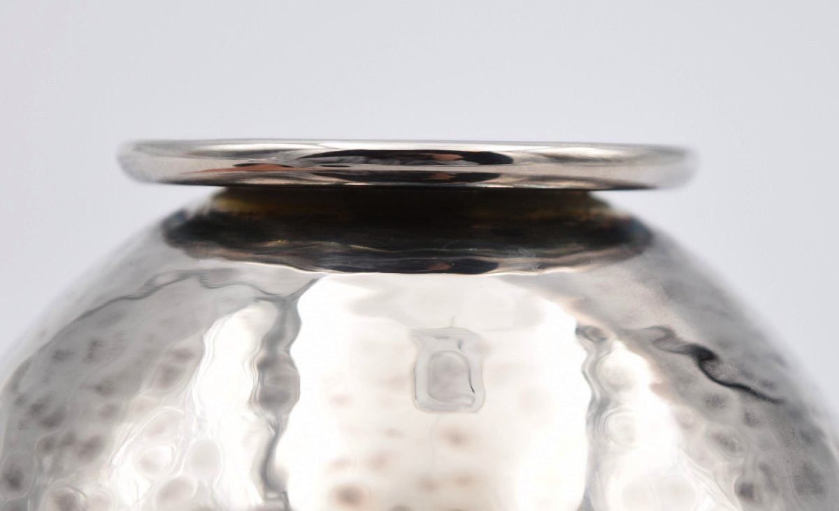 Vintage Christian Dior Silver-plated Metal Bowl With Hammered Decoration-photo-8