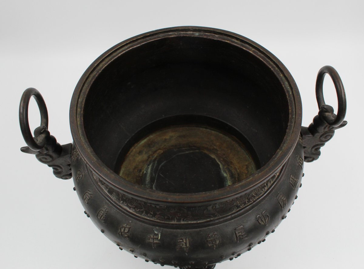 Brûle-parfum en bronze avec chien de Fô Chine Indochine Vietnam-photo-4