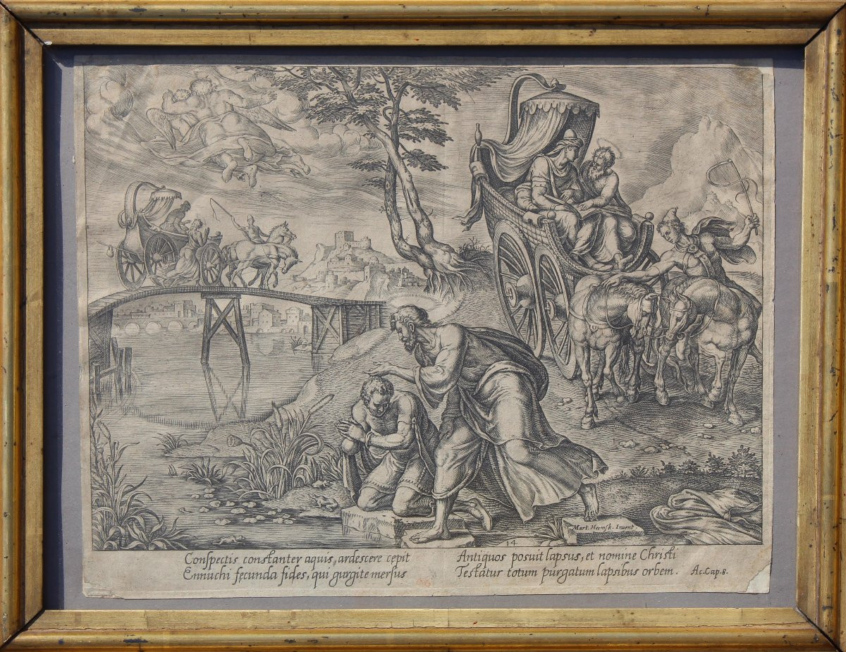 Maarten Jacobsz Van Heemskerck Old Framed Engraving Circa 1550-photo-2