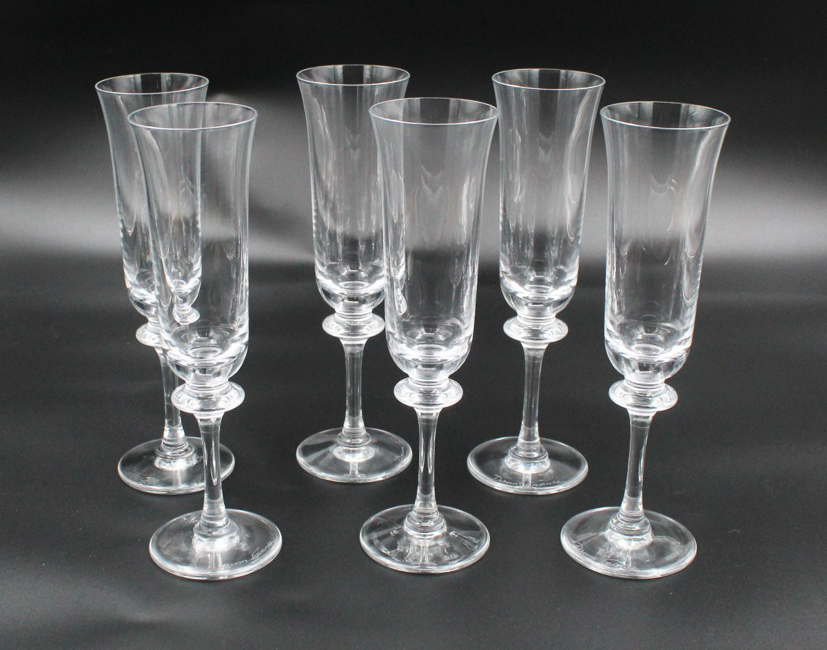 6 verres à eau modèle Saumur cristal Daum France H = 18.5 cm-photo-2