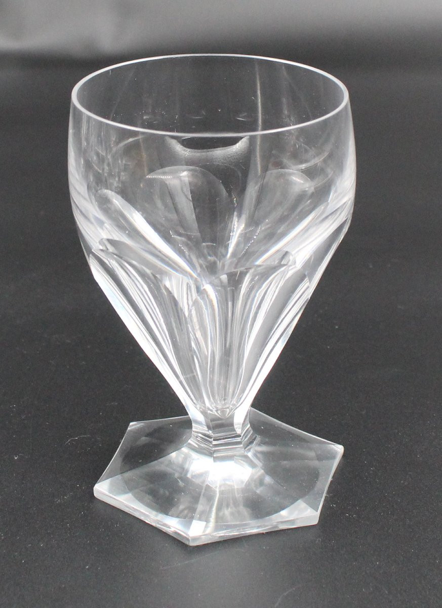 6 Saint Louis Crystal Water Glasses, Poincaré Pattern-photo-3