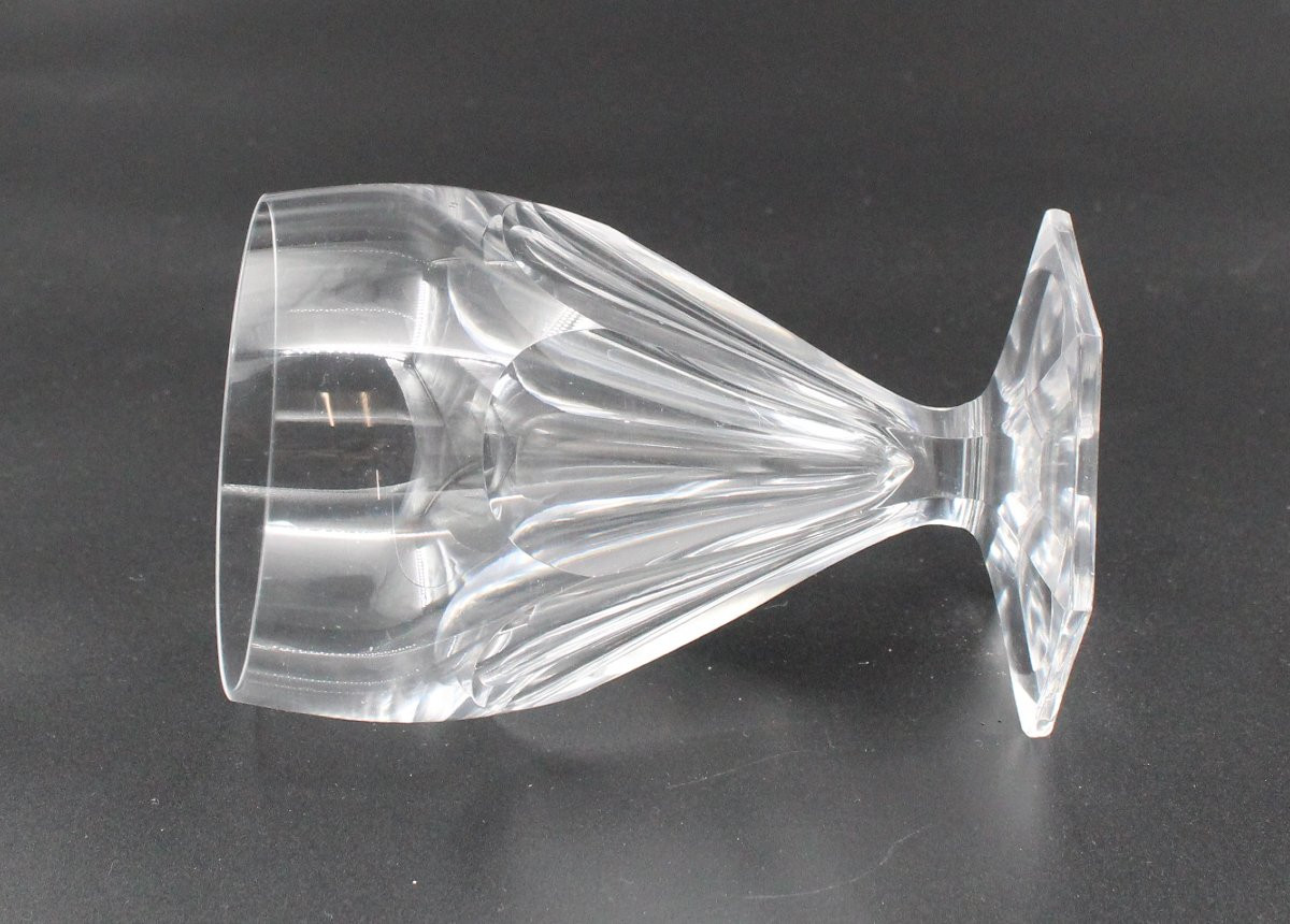 6 Saint Louis Crystal Water Glasses, Poincaré Pattern-photo-2