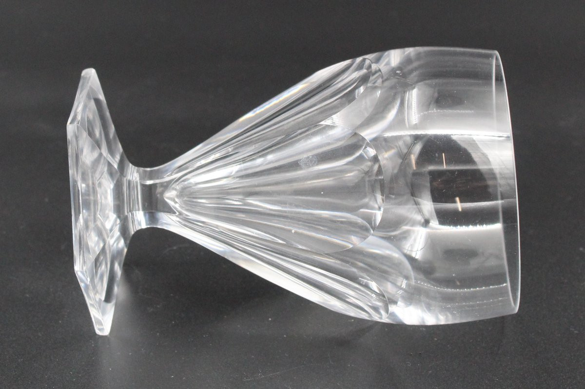 6 Saint Louis Crystal Water Glasses, Poincaré Pattern-photo-4