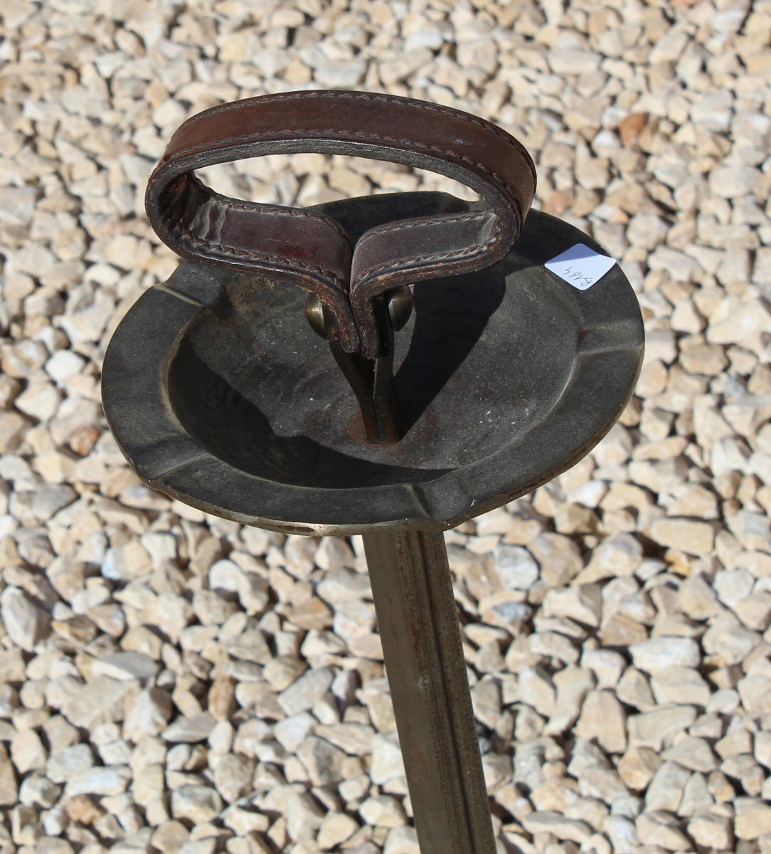 Jean Pierre Ryckaert Standing Ashtray, 1950s, Made Of Iron And Leather-photo-2
