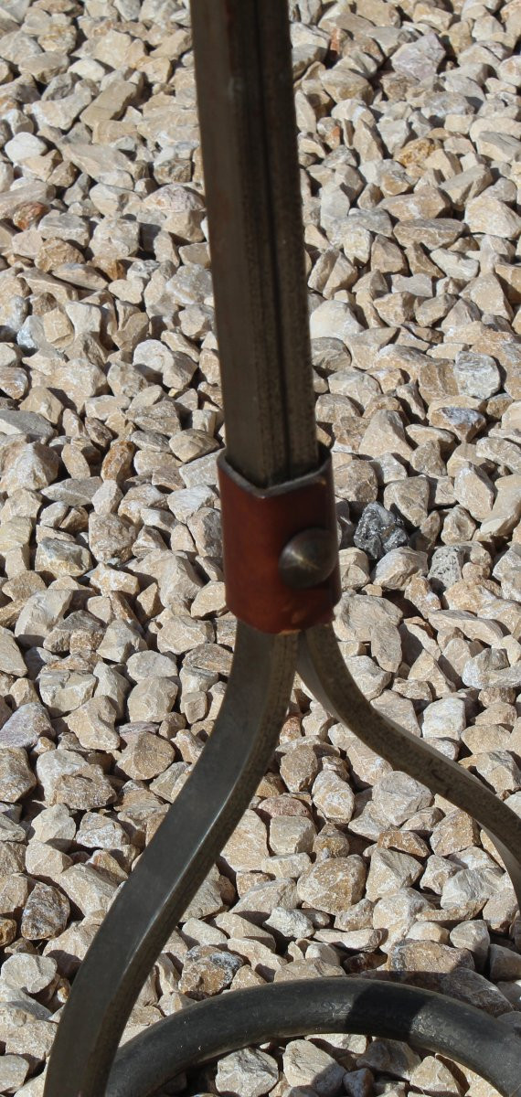 Jean Pierre Ryckaert Standing Ashtray, 1950s, Made Of Iron And Leather-photo-3