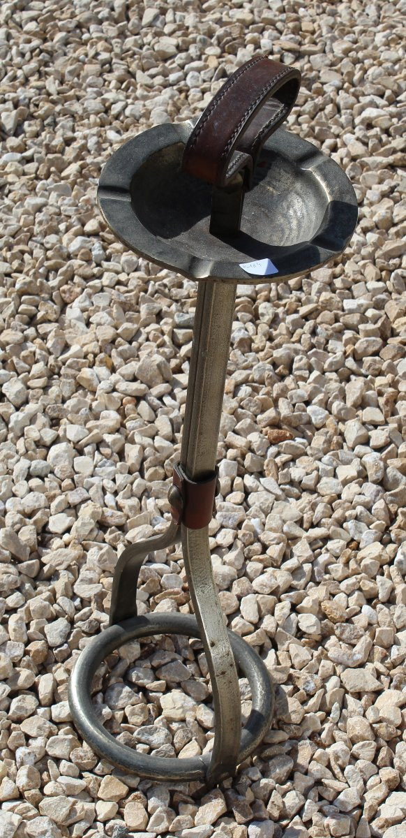 Jean Pierre Ryckaert Standing Ashtray, 1950s, Made Of Iron And Leather-photo-4