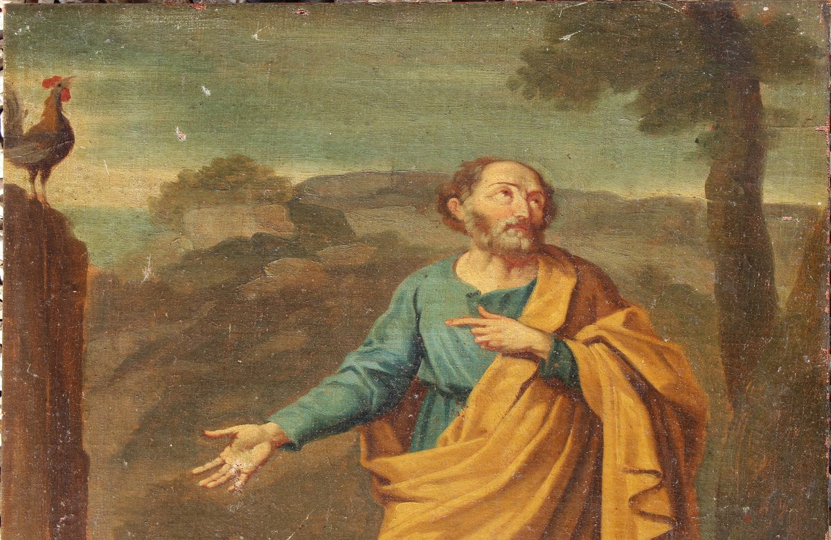 HUILE SUR TOILE 17/18 EME REPRESENTANT SAINT PIERRE REPENTANT-photo-2