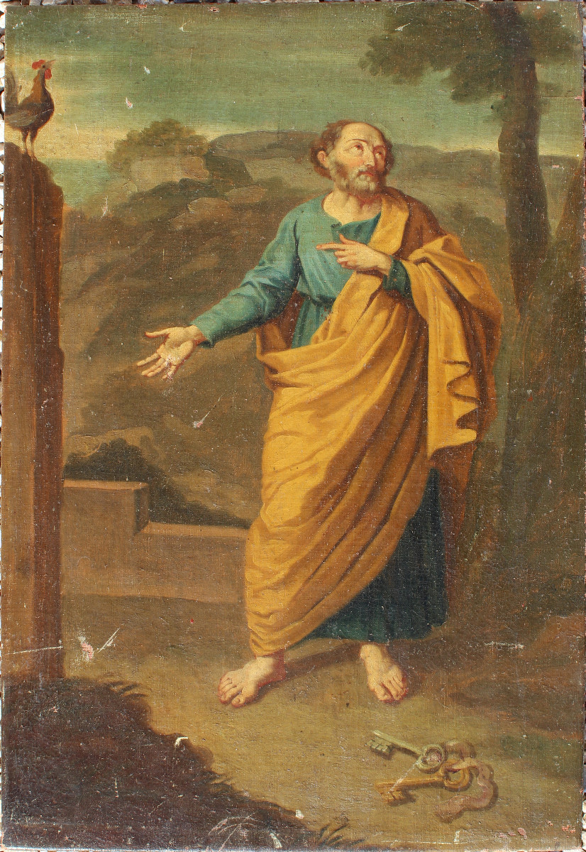 HUILE SUR TOILE 17/18 EME REPRESENTANT SAINT PIERRE REPENTANT