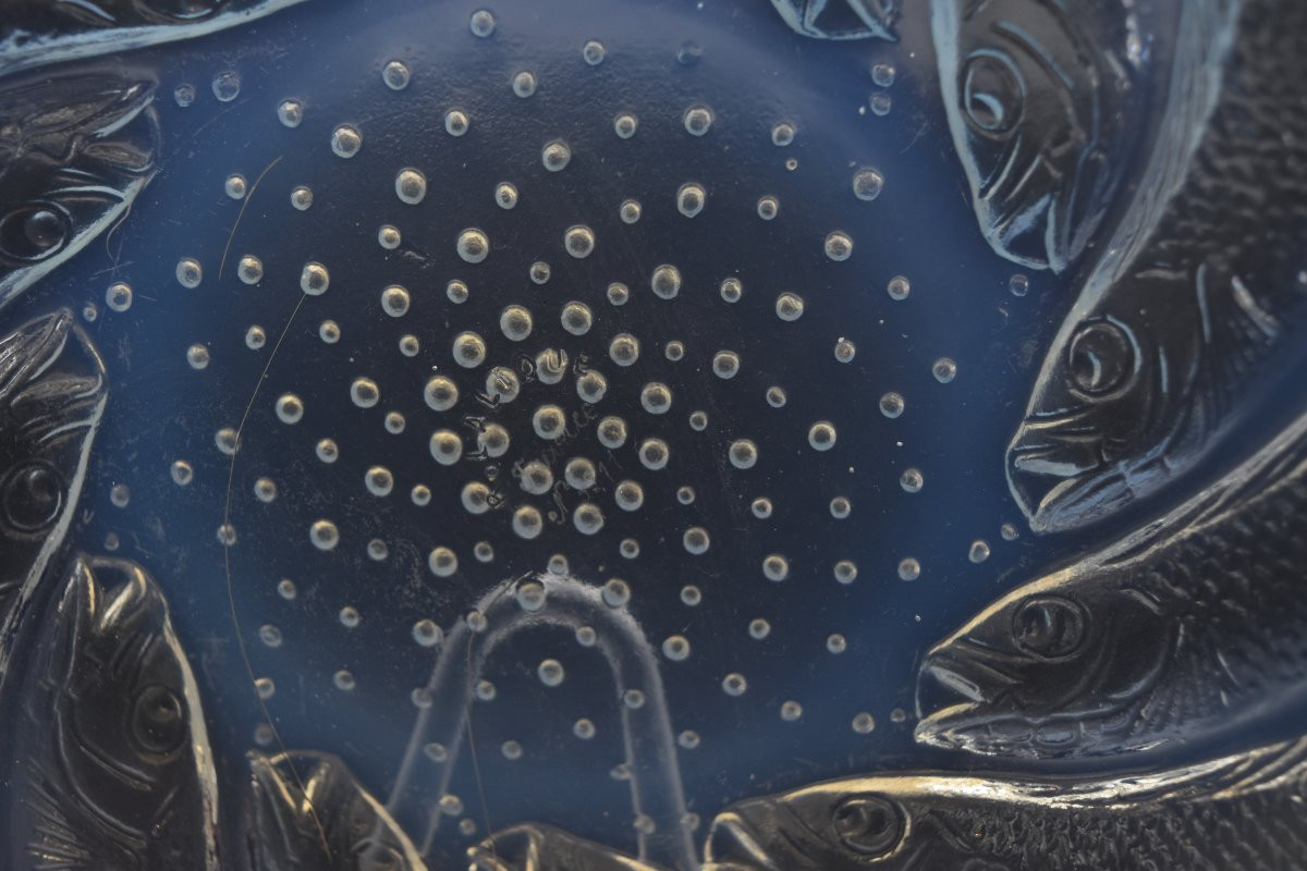 René Lalique Art Deco Opalescent Glass Bowl, Fish Pattern-photo-2