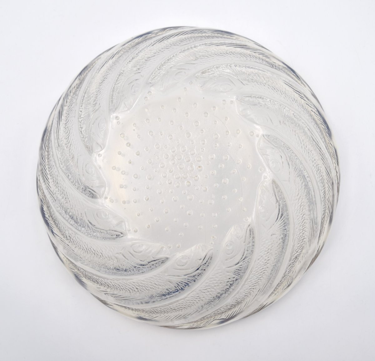 René Lalique Art Deco Opalescent Glass Bowl, Fish Pattern-photo-5