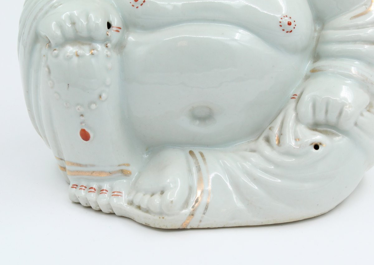 GRAND BOUDDHA RIEUR EN PORCELAINE DE CHINE H= 25 cm-photo-3