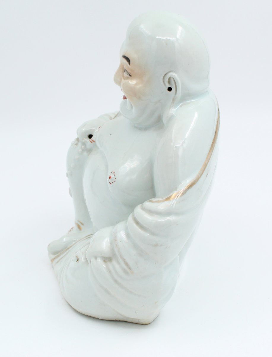 GRAND BOUDDHA RIEUR EN PORCELAINE DE CHINE H= 25 cm-photo-3