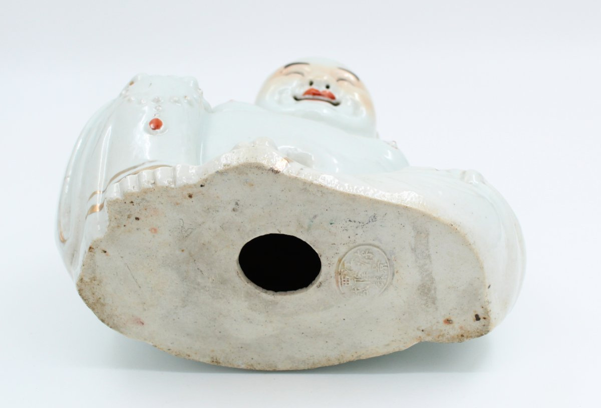 GRAND BOUDDHA RIEUR EN PORCELAINE DE CHINE H= 25 cm-photo-4