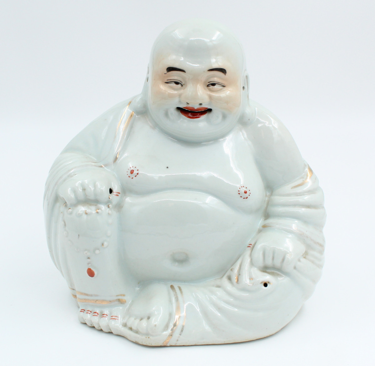 GRAND BOUDDHA RIEUR EN PORCELAINE DE CHINE H= 25 cm