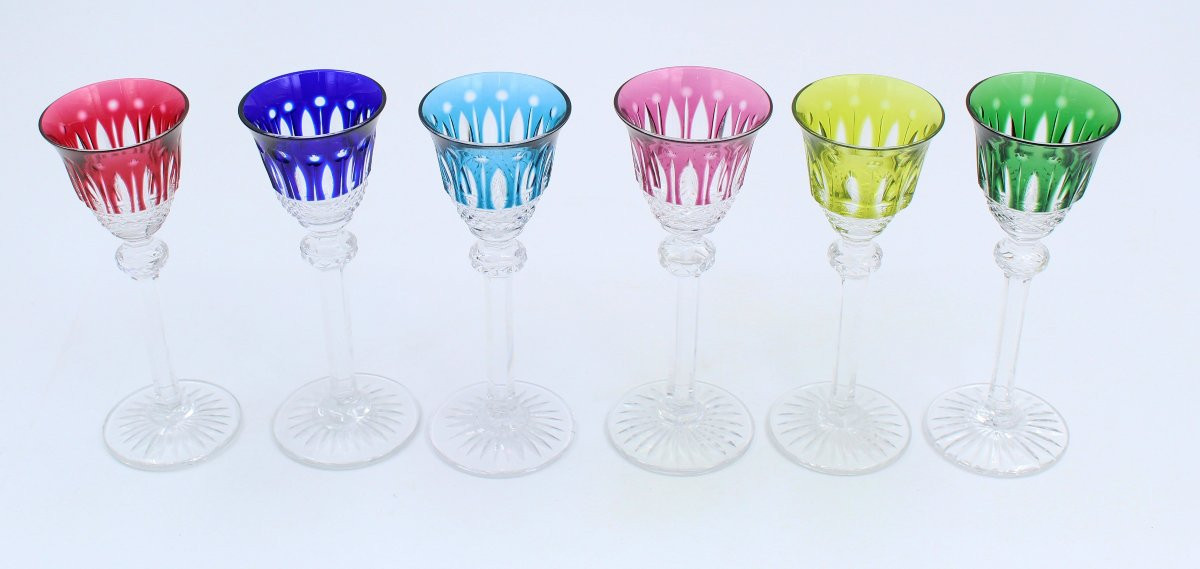 SAINT LOUIS TOMMY VERRE A LIQUEUR ROEMER CRISTAL TAILLÉ DE COULEUR-photo-2