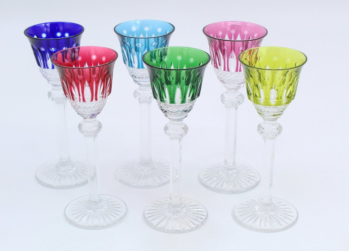 SAINT LOUIS TOMMY VERRE A LIQUEUR ROEMER CRISTAL TAILLÉ DE COULEUR-photo-3