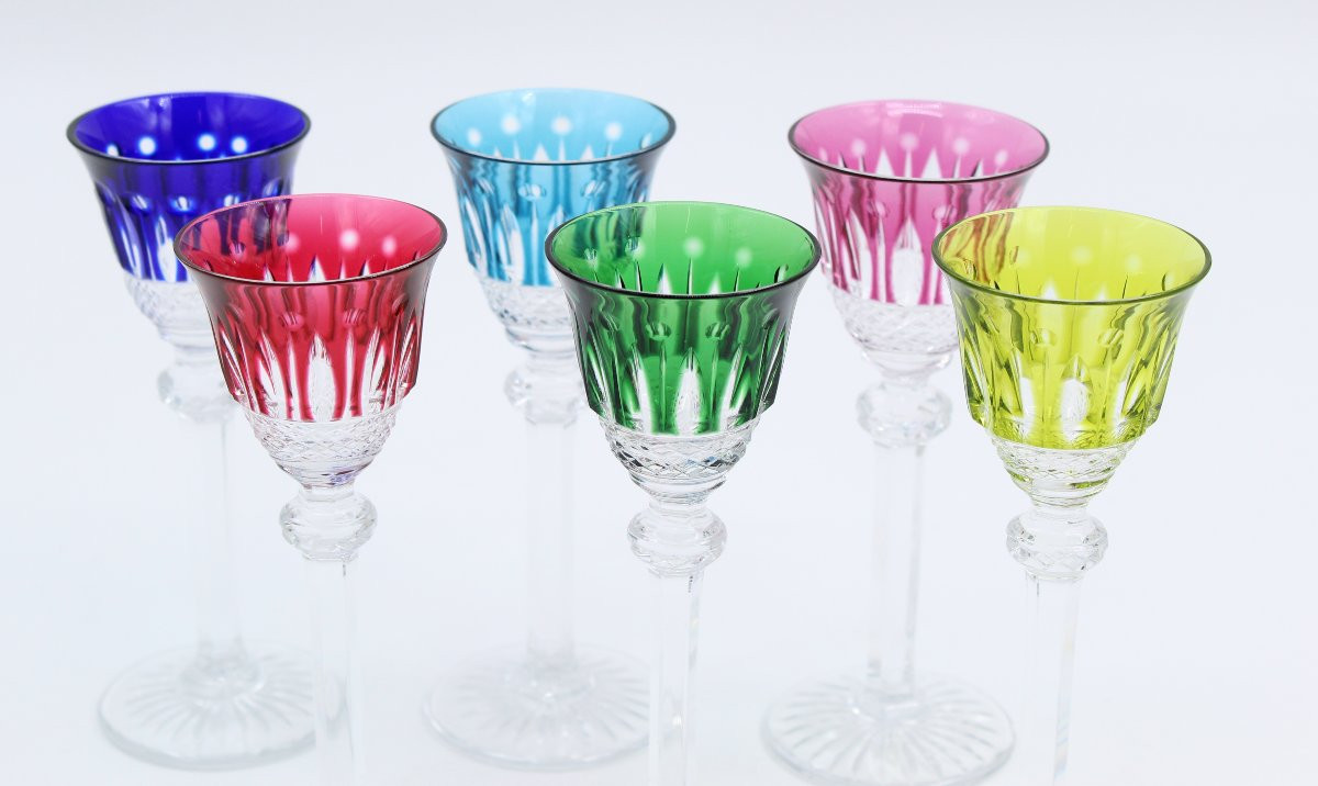 SAINT LOUIS TOMMY VERRE A LIQUEUR ROEMER CRISTAL TAILLÉ DE COULEUR-photo-4
