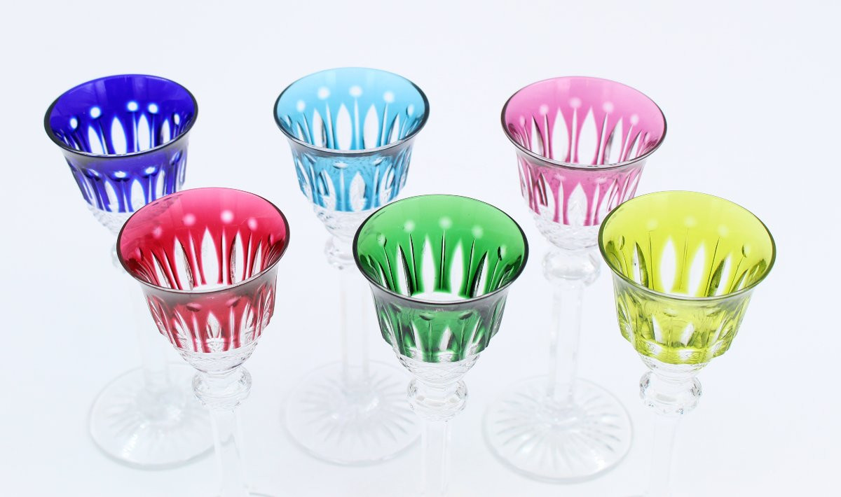 SAINT LOUIS TOMMY VERRE A LIQUEUR ROEMER CRISTAL TAILLÉ DE COULEUR-photo-1