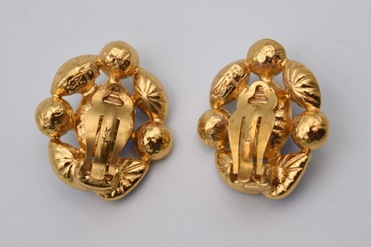 Pair Of Vintage Yves Saint Laurent Clip-on Earrings-photo-2