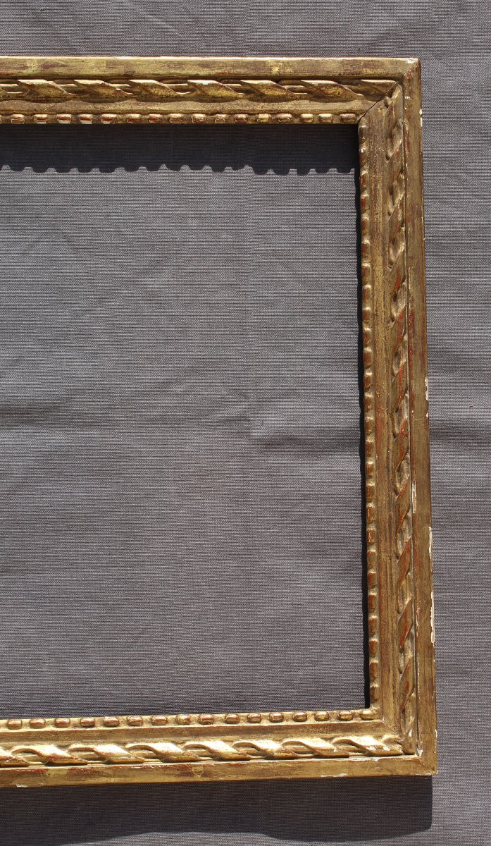 Antique Louis XVI Style Wooden And Gilt-studded Frame, 19th Century-photo-2