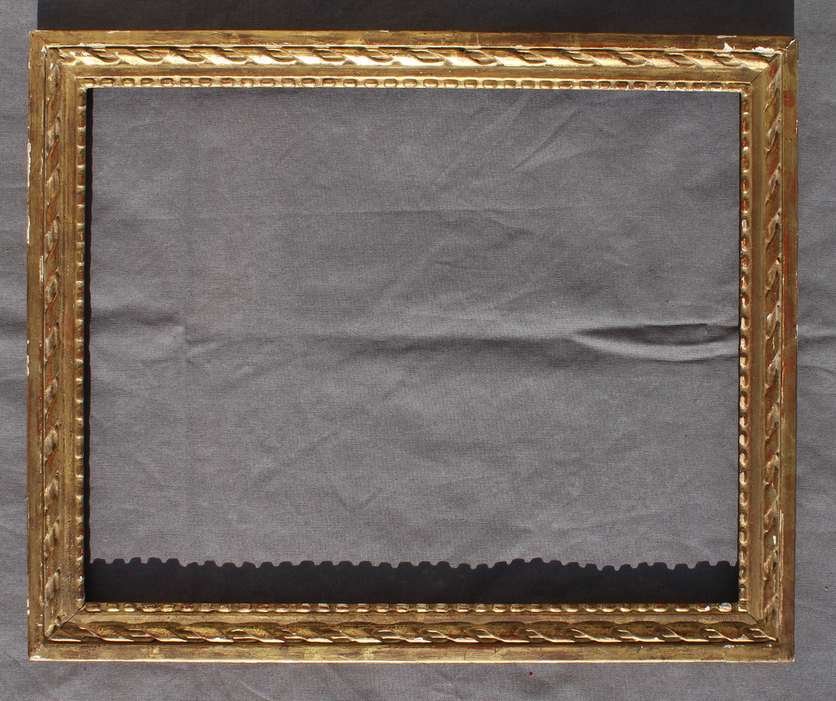 Antique Louis XVI Style Wooden And Gilt-studded Frame, 19th Century