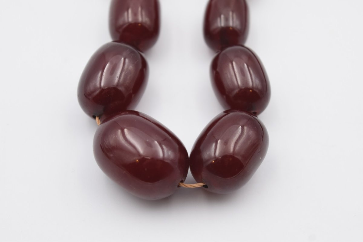 Vintage Red Cherry Amber Futuran Bakelite Necklace-photo-2