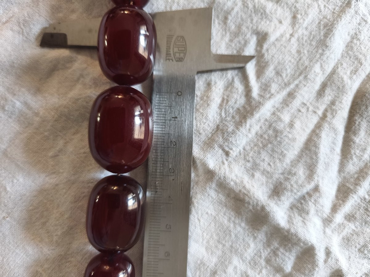 Vintage Red Cherry Amber Futuran Bakelite Necklace-photo-6