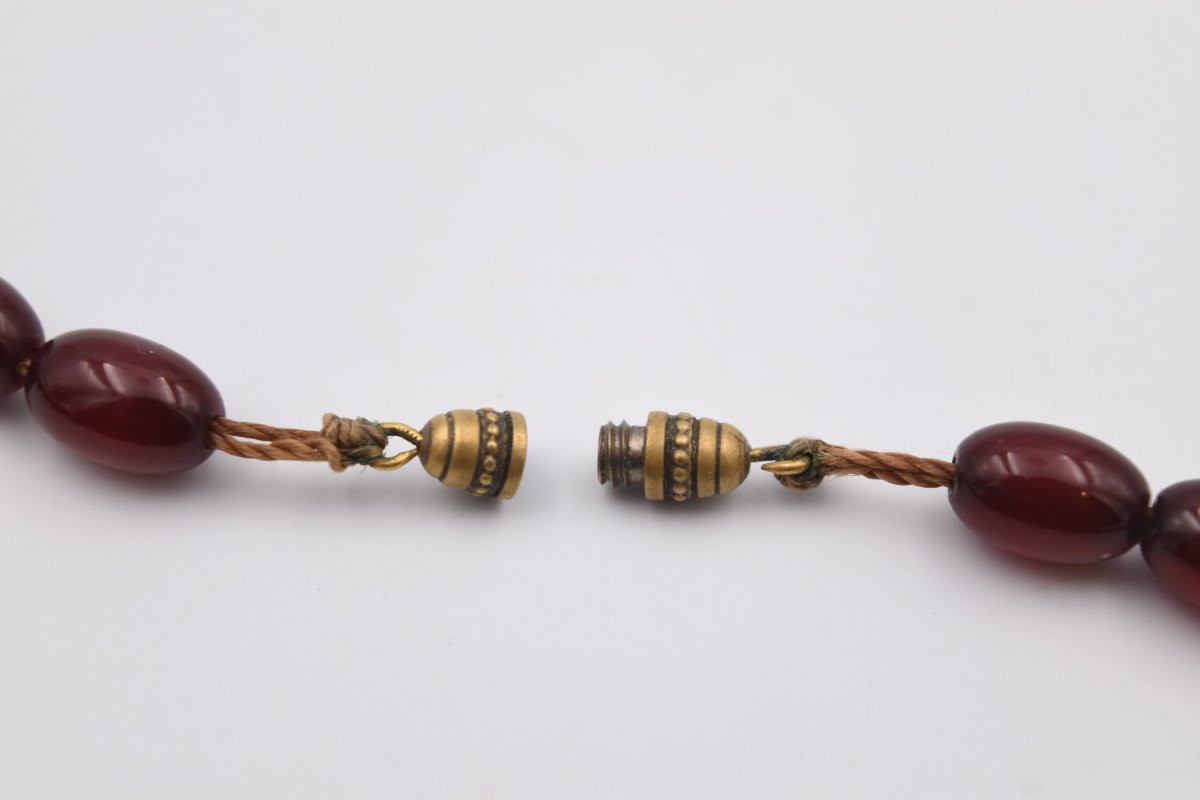 Vintage Red Cherry Amber Futuran Bakelite Necklace-photo-7