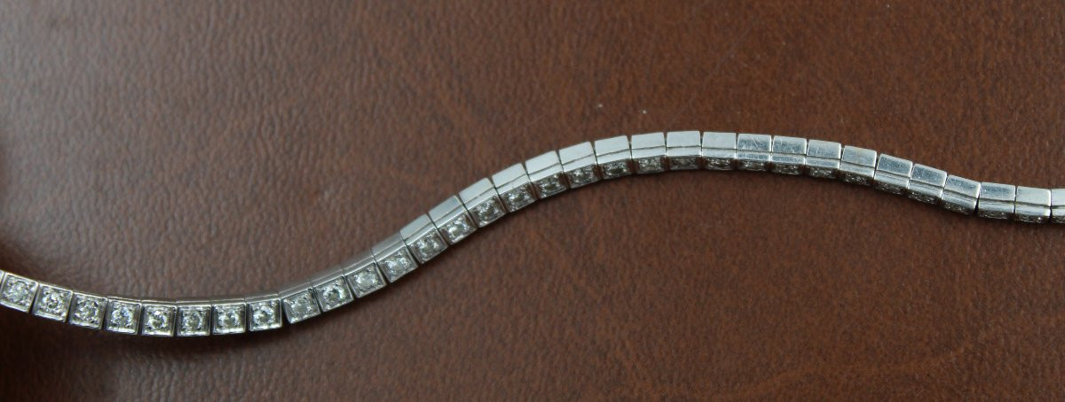 Bracelet Tennis Femme Or Blanc 750/1000 et Diamant 18.5 cm, 15.3 Gr-photo-3
