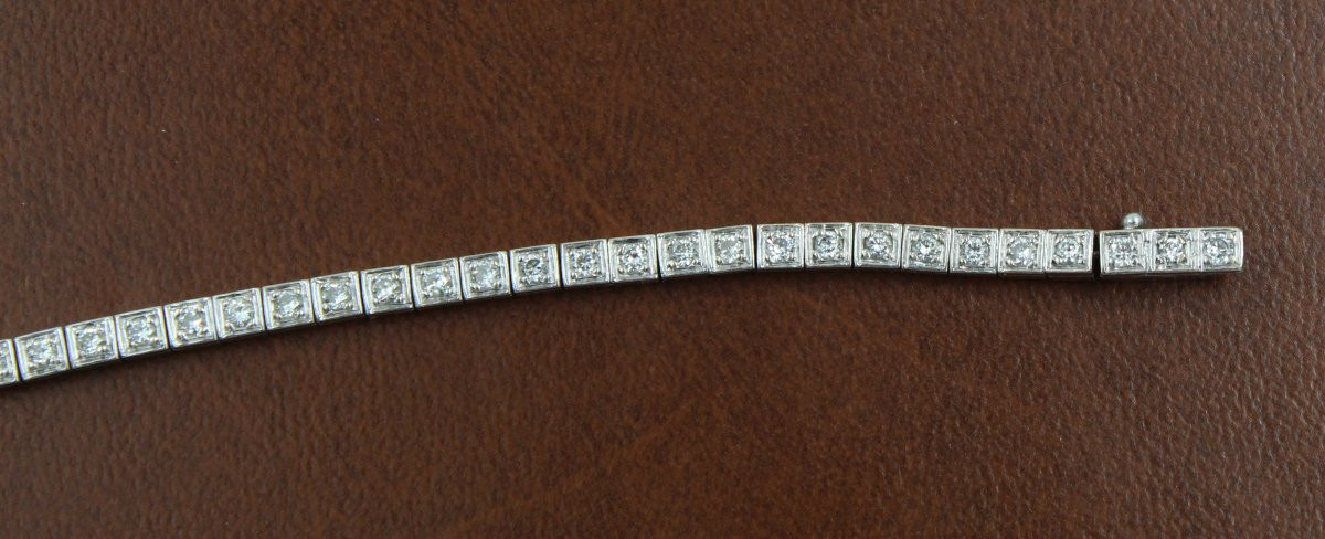 Bracelet Tennis Femme Or Blanc 750/1000 et Diamant 18.5 cm, 15.3 Gr-photo-3