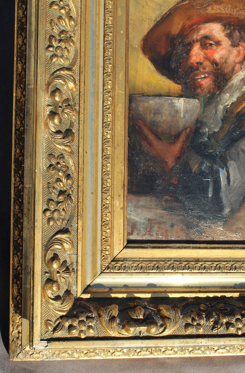 Oil Painting/panel Depicting A Musketeer, Signed F. Roybet -photo-4