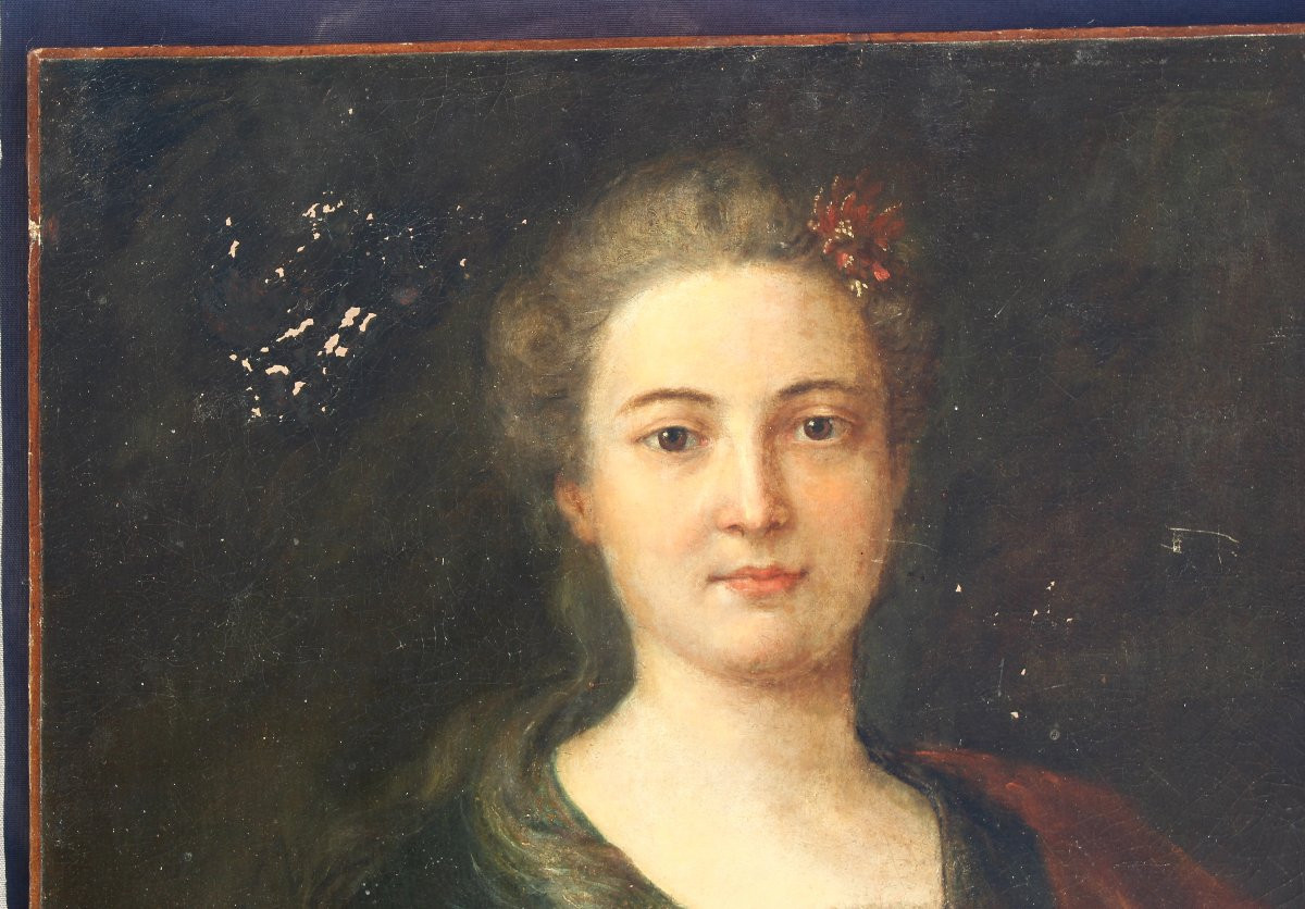 Tableau huile / toile du 18 ème s Portrait de Marie-Anne de Châteauneuf-photo-2