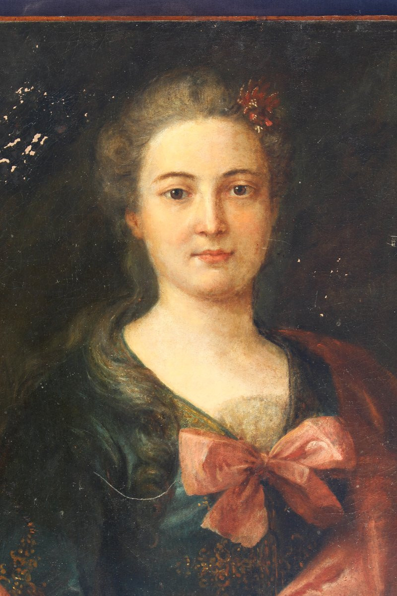 Tableau huile / toile du 18 ème s Portrait de Marie-Anne de Châteauneuf-photo-3