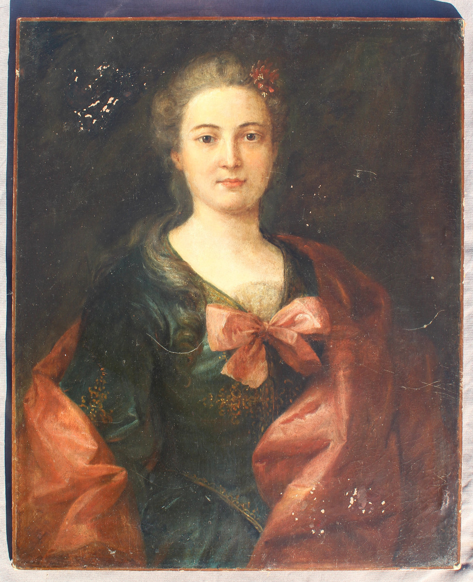 Tableau huile / toile du 18 ème s Portrait de Marie-Anne de Châteauneuf
