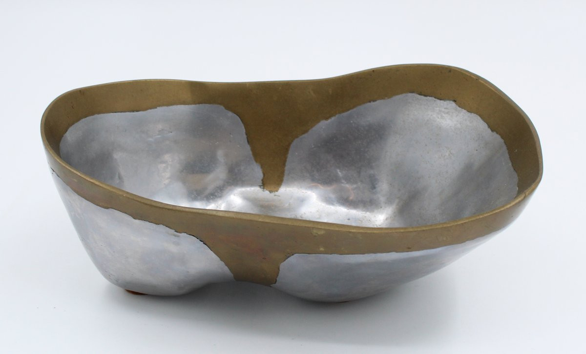 David Marshall Vide-Poche en aluminium / laiton Espagne circa 1980 Brutaliste-photo-1