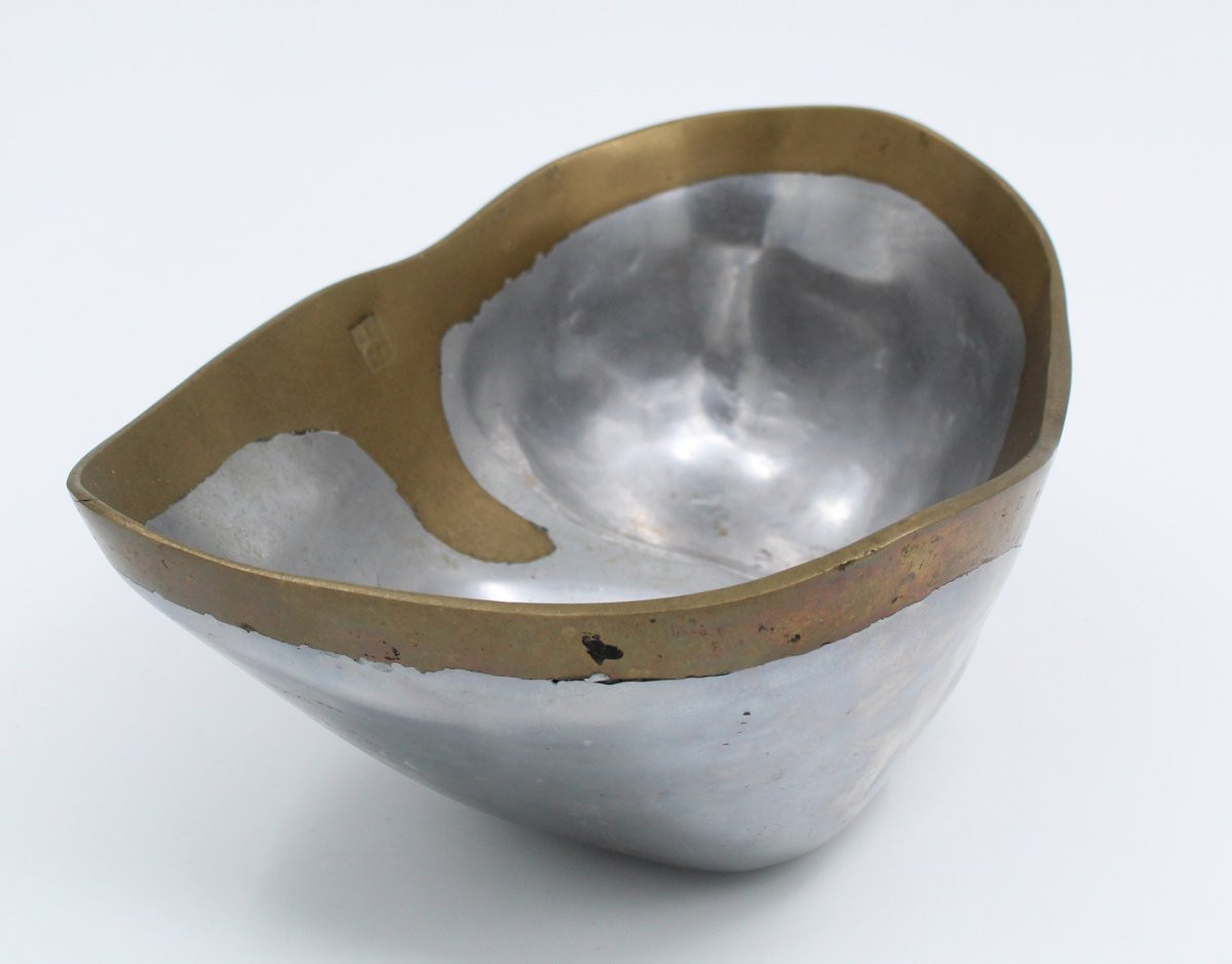 David Marshall Vide-Poche en aluminium / laiton Espagne circa 1980 Brutaliste-photo-2