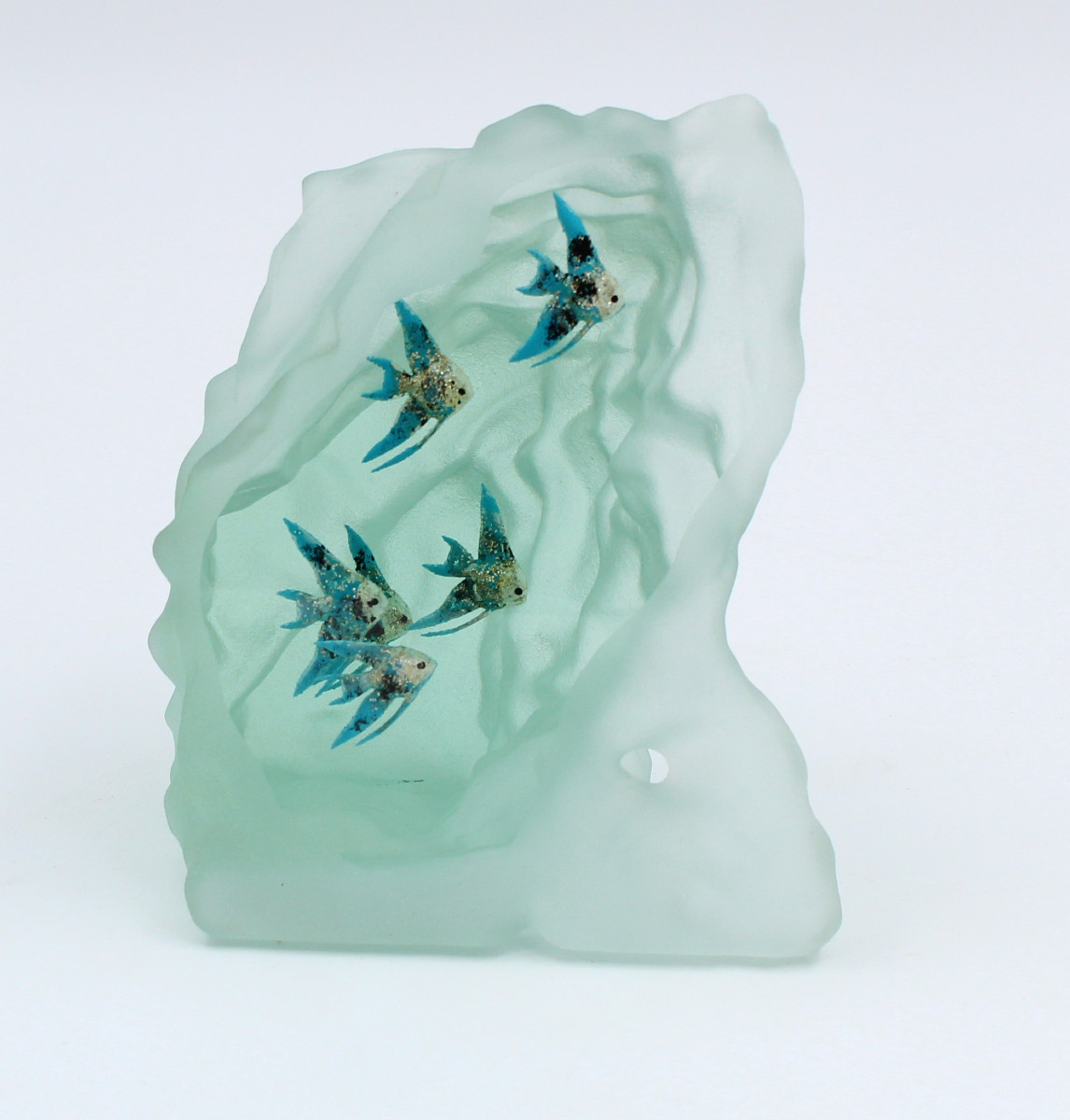 Marine Aquarium Sculpture In Glass With Tropical Fish, Signed Yves Trucchi