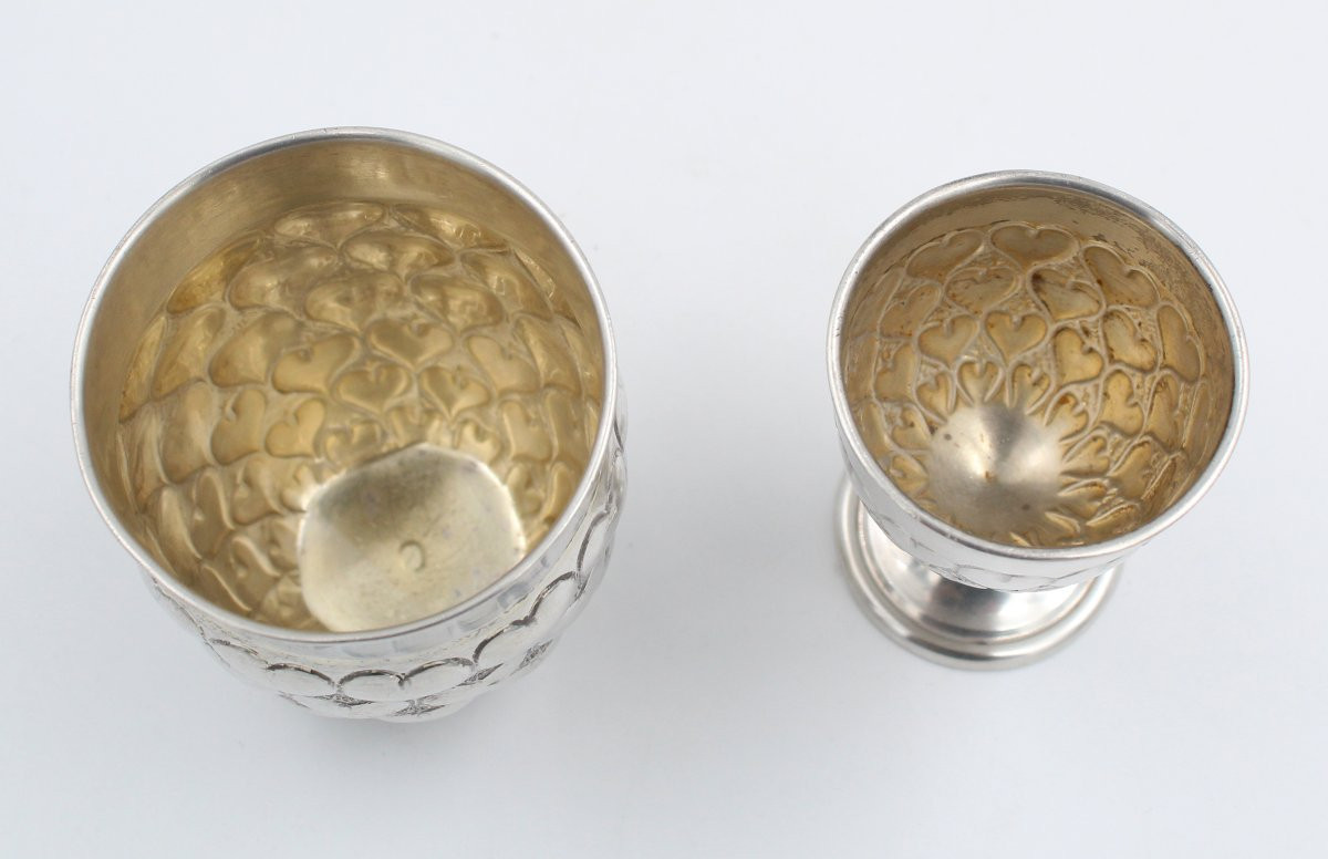 Christian DIOR Timbale et coquetier en argent massif sterling à décor de coeur-photo-2