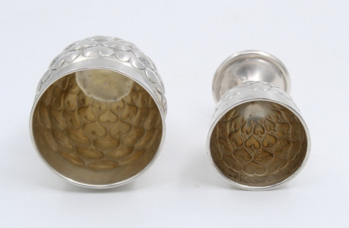 Christian DIOR Timbale et coquetier en argent massif sterling à décor de coeur-photo-3