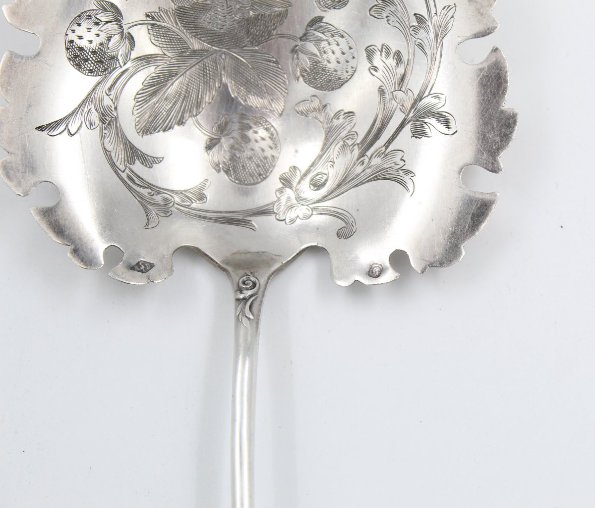 CUILLERE à FRAISE ARGENT MASSIF Minerve Oiseau Orf Alphonse Debain-photo-3