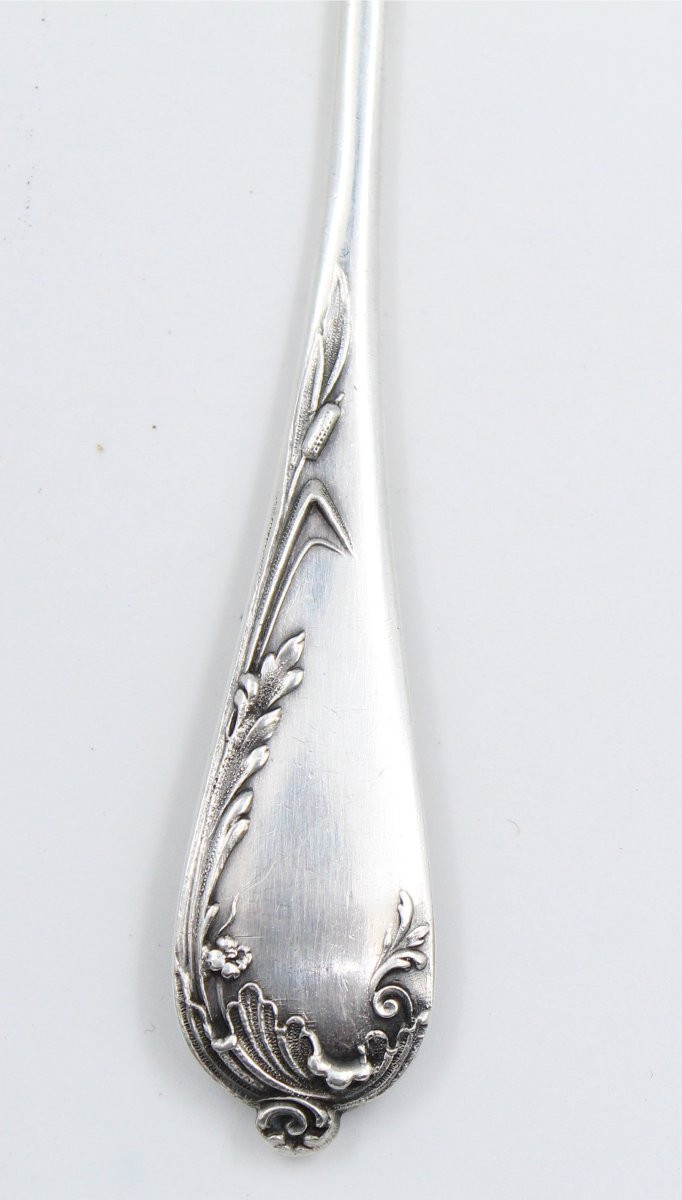 CUILLERE à FRAISE ARGENT MASSIF Minerve Oiseau Orf Alphonse Debain-photo-3