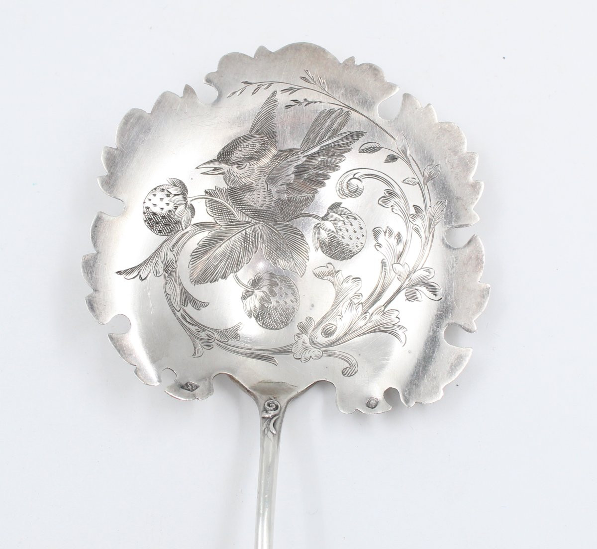 CUILLERE à FRAISE ARGENT MASSIF Minerve Oiseau Orf Alphonse Debain-photo-4