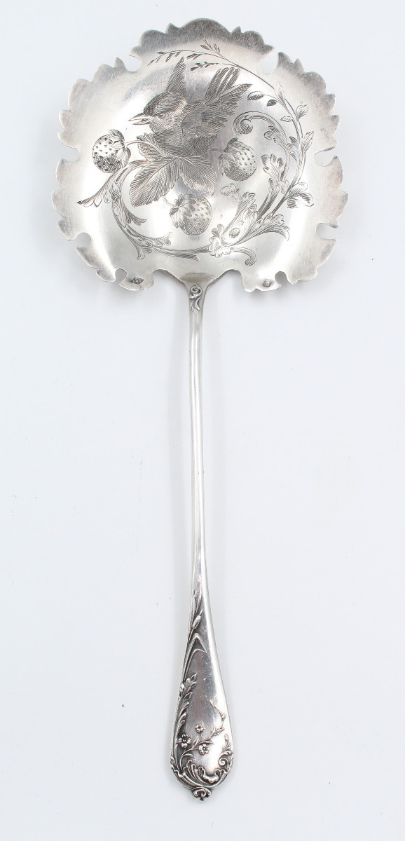 CUILLERE à FRAISE ARGENT MASSIF Minerve Oiseau Orf Alphonse Debain