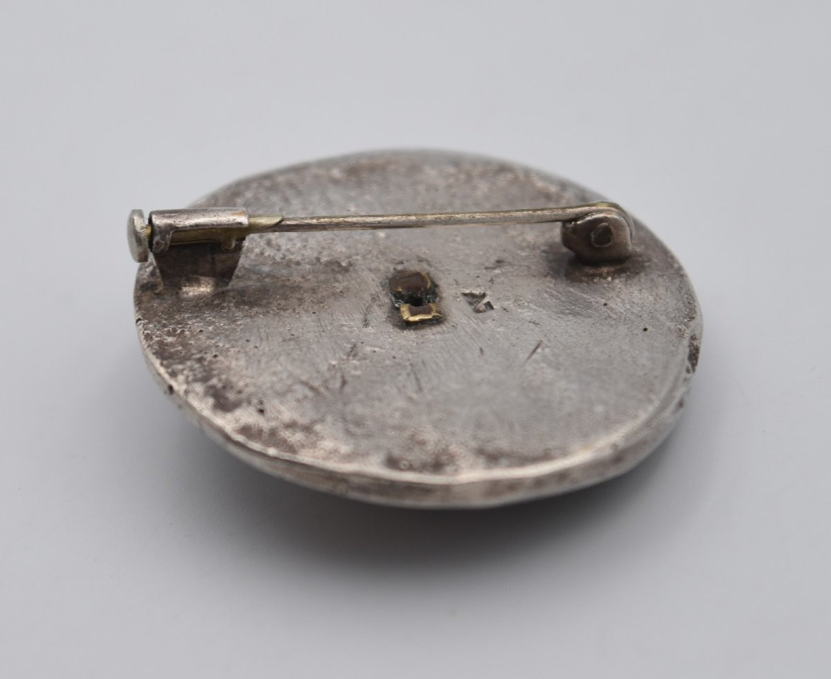 Line Vautrin Brooch In Silvered Bronze And Mother-of-pearl, Signed Lv-photo-7